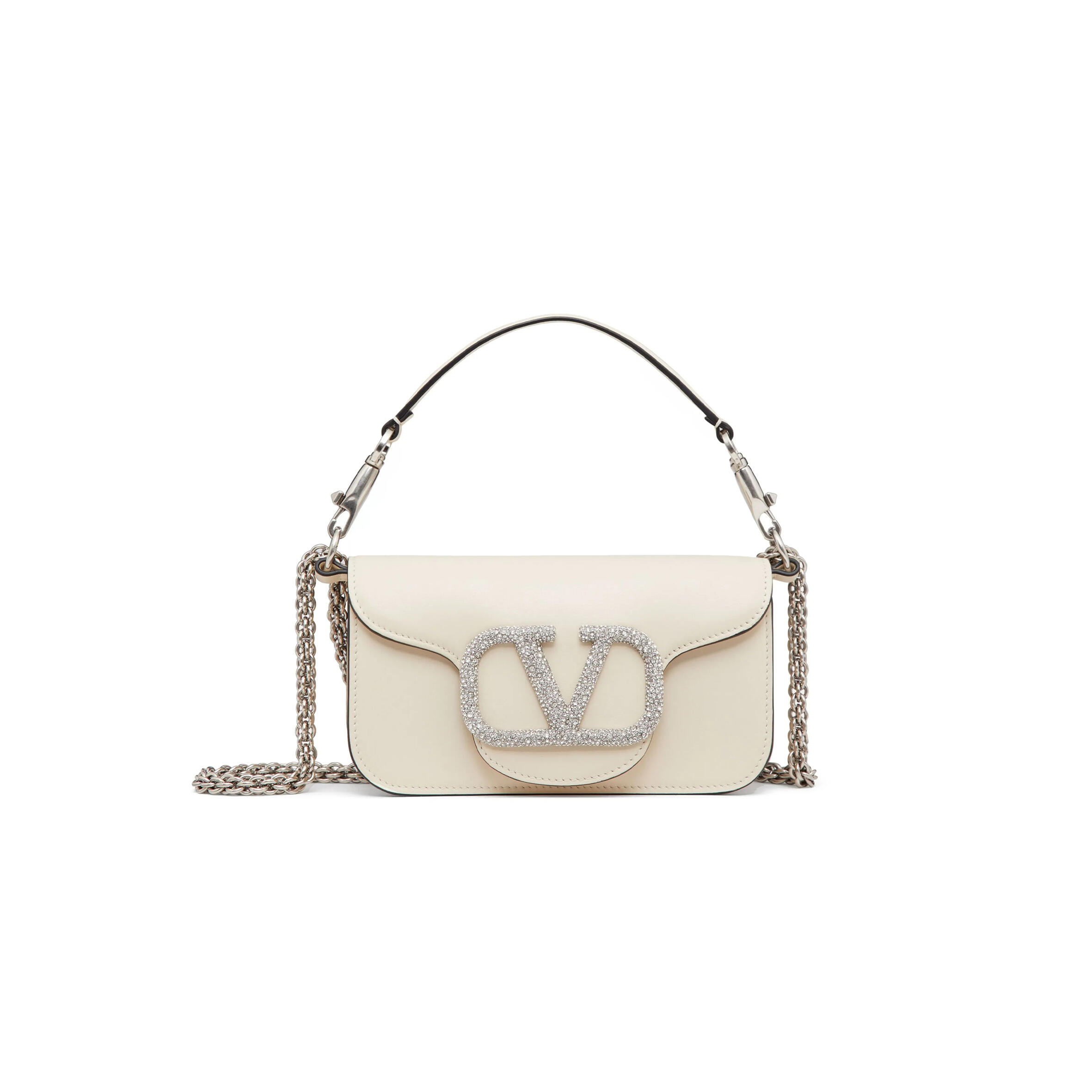 VALENTINO LOCÒ SMALL SHOULDER BAG IN LIGHT IVORY WHITE 1W2B0K53KNT (19*10.5*5cm)
